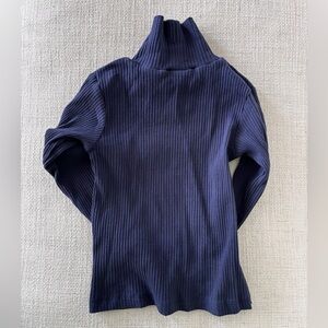 Little English Ribbed Navy Turtleneck